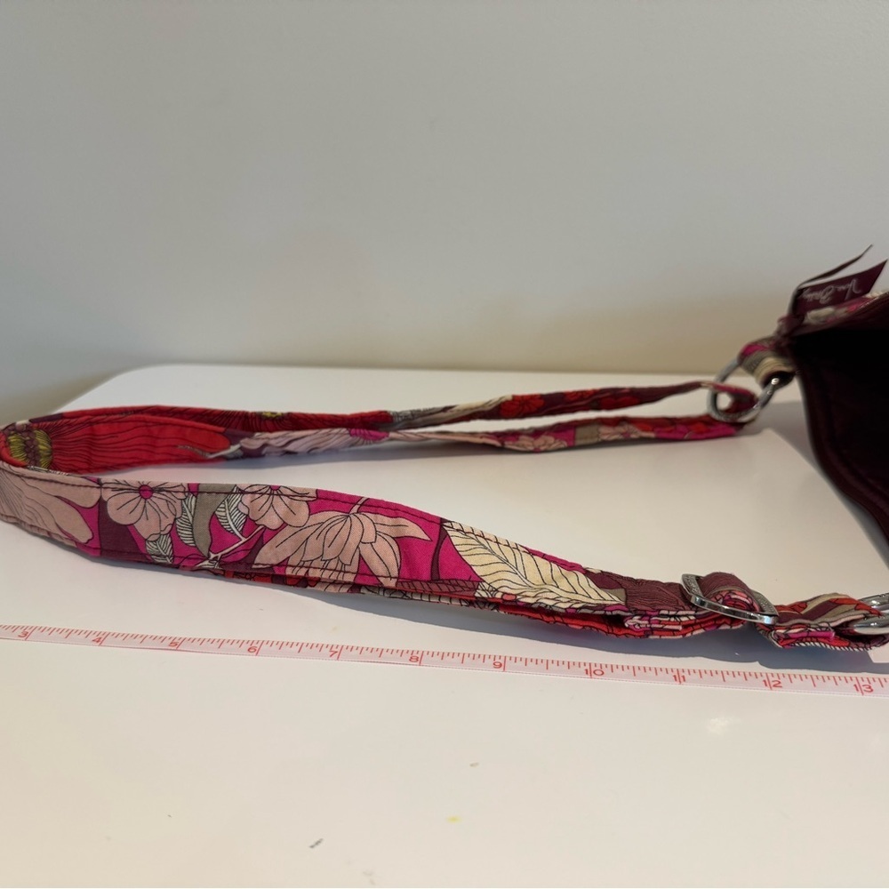 Vera Bradley Pink Red Floral Women's Crossbody Bag w.Adjustable Shoulder Strap - Picture 11 of 14